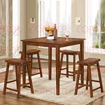 5pc Counter Height Dining Set in Walnut Finish