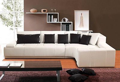 Contemporary Italian Leather Sectional Sofa Vcal 07