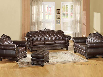  Dark Brown Leather Sofa AC-150