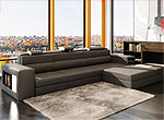 Grey Leather Sectional Polaris Mini