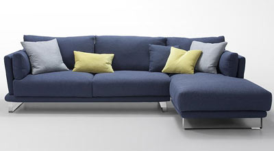 Modern Dark Blue Fabric Sectional Sofa - Lucas