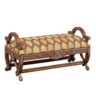 BT 080 Mahogany Bench in Brown Jacquard