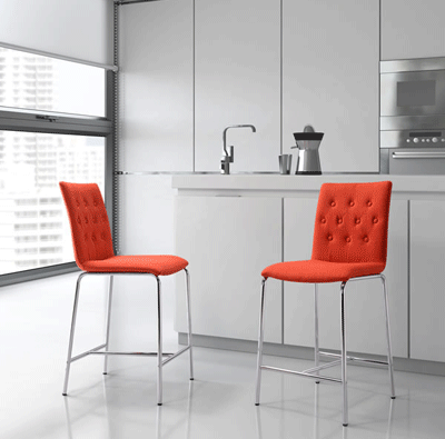 Modern Counter Fabric Chair Z337 in Tangerine