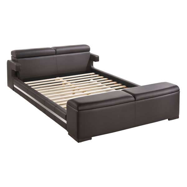 expresso brown bonded leather platform bed