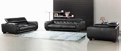 Modern black Italian Leather sofa set VG334