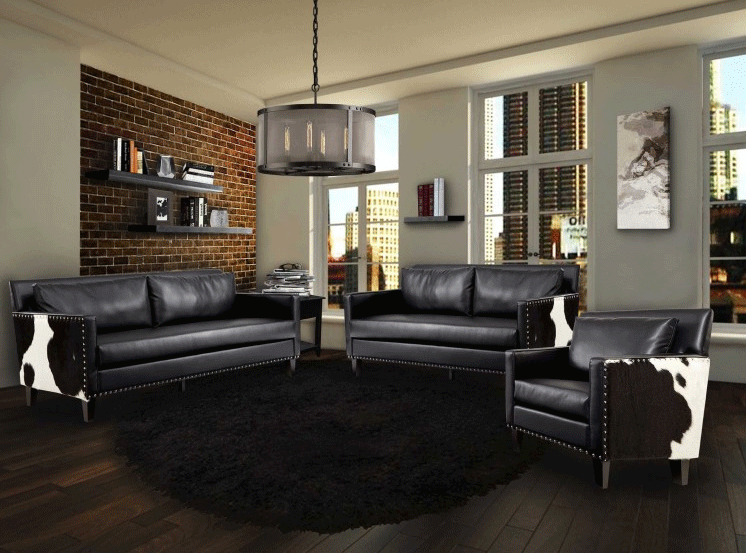 leather sofa transitional room setting