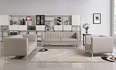 Contemporary light grey fabric sofa set VG400