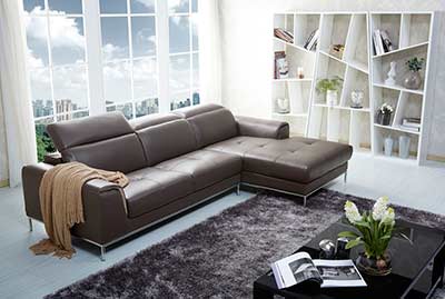 Italian Brown Leather Sectional Sofa NJ727