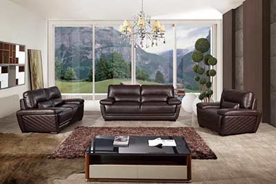 Italian Dark Brown Leather Sofa Set AEK-19DB