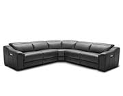 Silver Grey Recliner Leather Sectional Sofa NJ 775