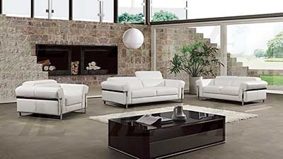 White Italian leather sofa set AE012