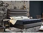 Grey tufted leatherette bed DS Brigitte
