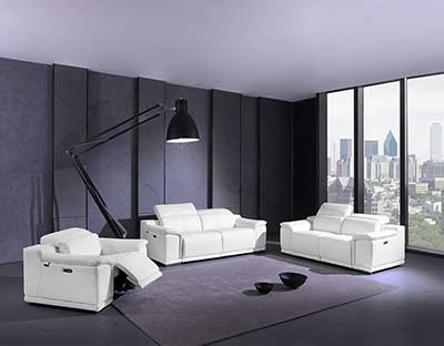 White Power Reclining Leather Sofa Set GU 762