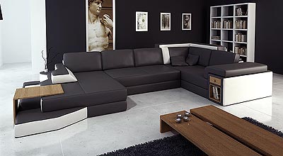 Leather Black White Sofa sectional 14