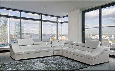 White Bonded Leather Sectional VG02