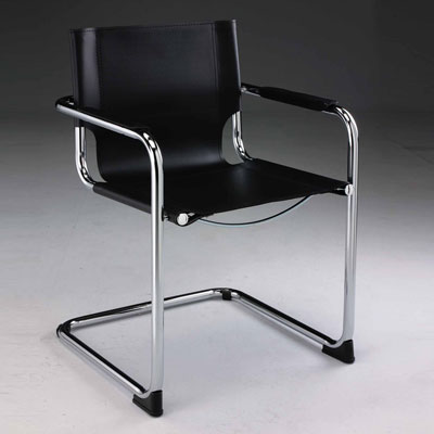 Black leatherette visitor chair CR1120