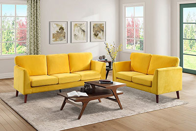 Modern Yellow Velvet Sofa HE Adalley