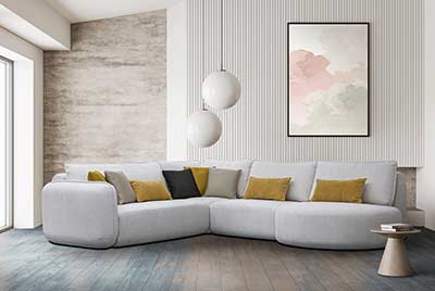 Light Gray Fabric Sectional Sofa EF Florenda