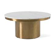 Glam White Marble & Brush Gold Round Dining Table VG Ronnie