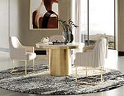 Glam White Marble & Brush Gold Round Dining Table VG Ronnie