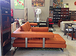 Italian Orange leather sofa PL0071 by Planum