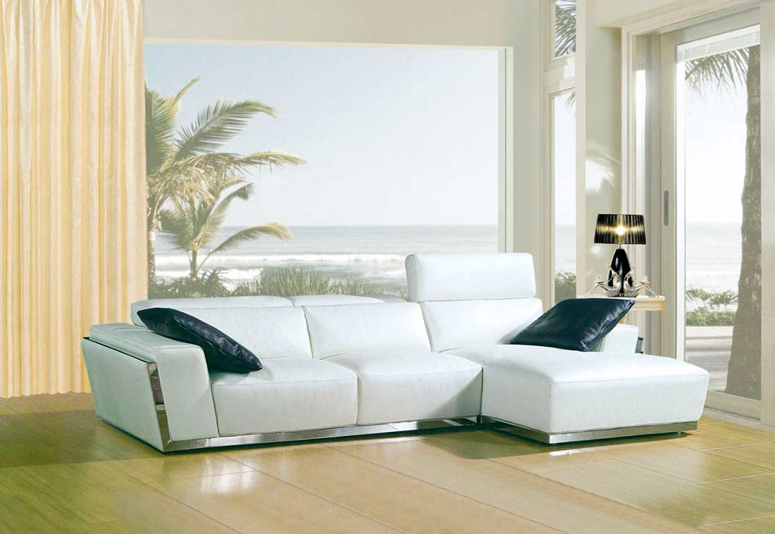 modern white bonded leather sectional sofa