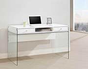 Glossy Black Modern Desk with Glass Legs CO 830