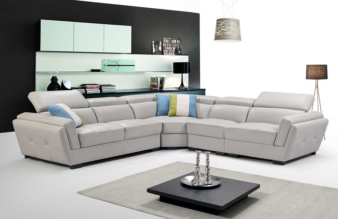 light gray leather sectional sofa