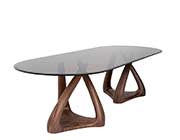 Oval Glass Walnut Dining Table VG Kristina