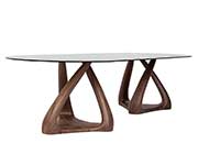 Oval Glass Walnut Dining Table VG Kristina