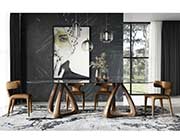 Oval Glass Walnut Dining Table VG Kristina