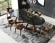 Oval Glass Walnut Dining Table VG Kristina