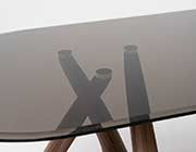 Oval Glass Walnut Dining Table VG Kristina