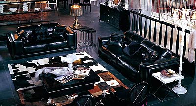 Sofa Set Leather Black VG001