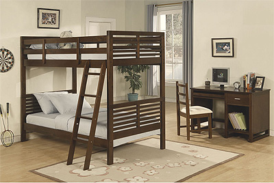 Medium Cherry Bunk Bedroom Set HE348