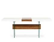 White and Walnut Extendable Dining Table VG001