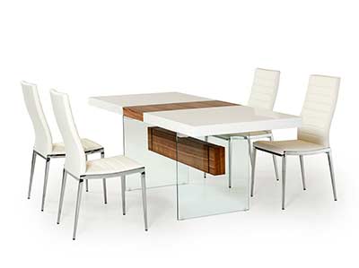 White and Walnut Extendable Dining Table VG001