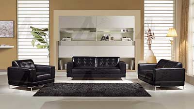 Black Italian leather sofa set AEK 003