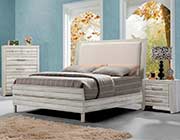 Antique White Finish Upholstered Bed AC 980