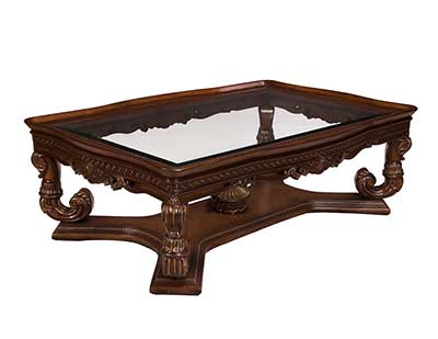 BT 089 Traditional Mahogany Coffee Table with Glass top