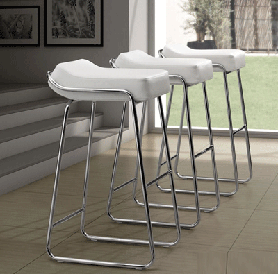 Leatherette Bar Stool Z042 in White