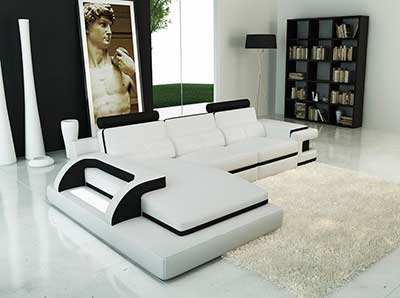 Modern White leather sectional sofa VG122B