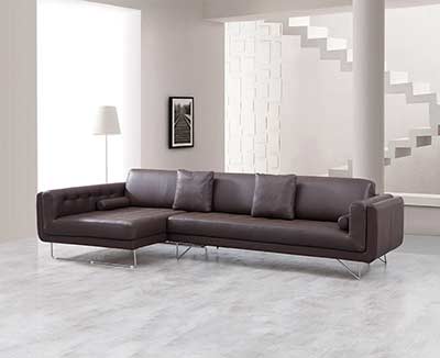 Katherine Espresso leather Sectional Sofa