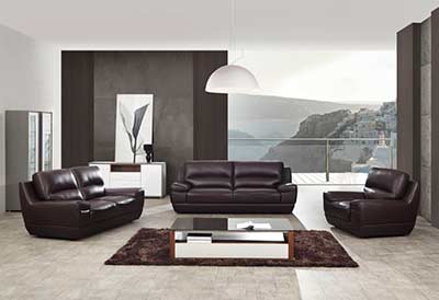 Italian Dark Brown Leather Sofa Set AEK-18DB