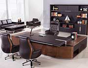Dark Brown Faux Leather Desk AE 68