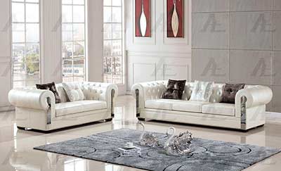 Ivory Bonded Leather Sofa set AE 608