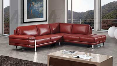 Red Leather Sectional Sofa AE 025