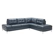 Silver Grey Leather Sectional sofa NJ Lenard