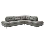 Silver Grey Leather Sectional sofa NJ Lenard