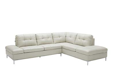 Silver Grey Leather Sectional sofa NJ Lenard